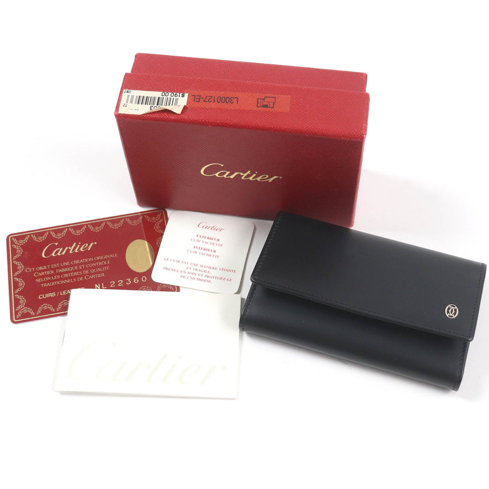 CARTIER Key case Key holder  leather black Pasha de Cartier