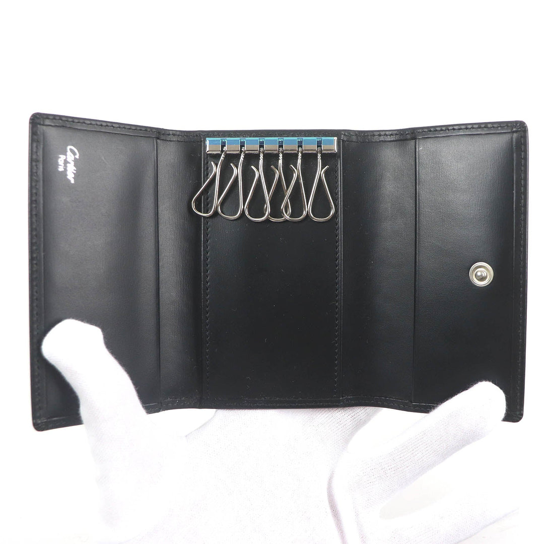 CARTIER Key case Key holder  leather black Pasha de Cartier