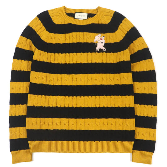 GUCCI sweater 545709 Main: 100% cotton, some: nylon, some: acrylic, some: polyester, some: wool Yellow black mens S Used Authentic