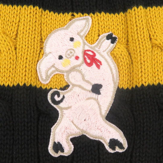 GUCCI sweater 545709 Main: 100% cotton, some: nylon, some: acrylic, some: polyester, some: wool Yellow black mens S Used Authentic