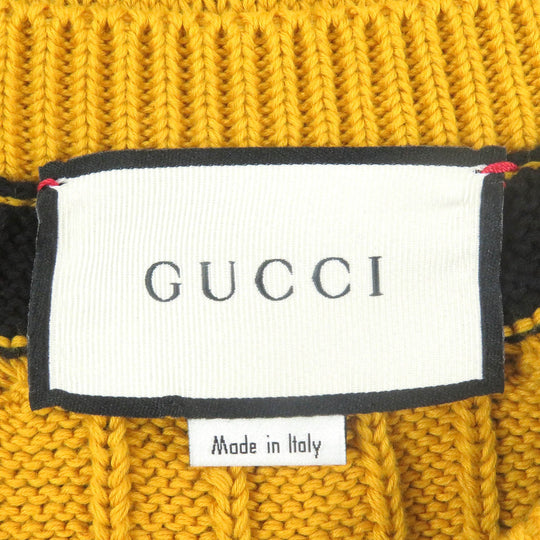 GUCCI sweater 545709 Main: 100% cotton, some: nylon, some: acrylic, some: polyester, some: wool Yellow black mens S Used Authentic
