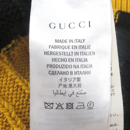 GUCCI sweater 545709 Main: 100% cotton, some: nylon, some: acrylic, some: polyester, some: wool Yellow black mens S Used Authentic