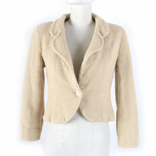 CHANEL Jacket 02C P18870V10901 Main: 75% wool, Main: 20% rayon, Main: 5% nylon, Lining: 95% silk, Lining: 5% elastane (polyurethane) beige Women 42 Used Authentic