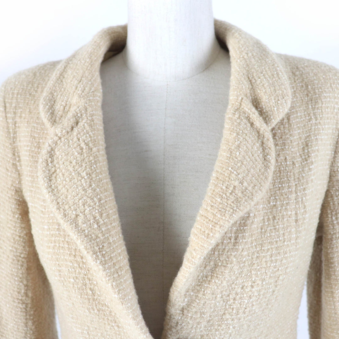 CHANEL Jacket 02C P18870V10901 Main: 75% wool, Main: 20% rayon, Main: 5% nylon, Lining: 95% silk, Lining: 5% elastane (polyurethane) beige Women 42 Used Authentic