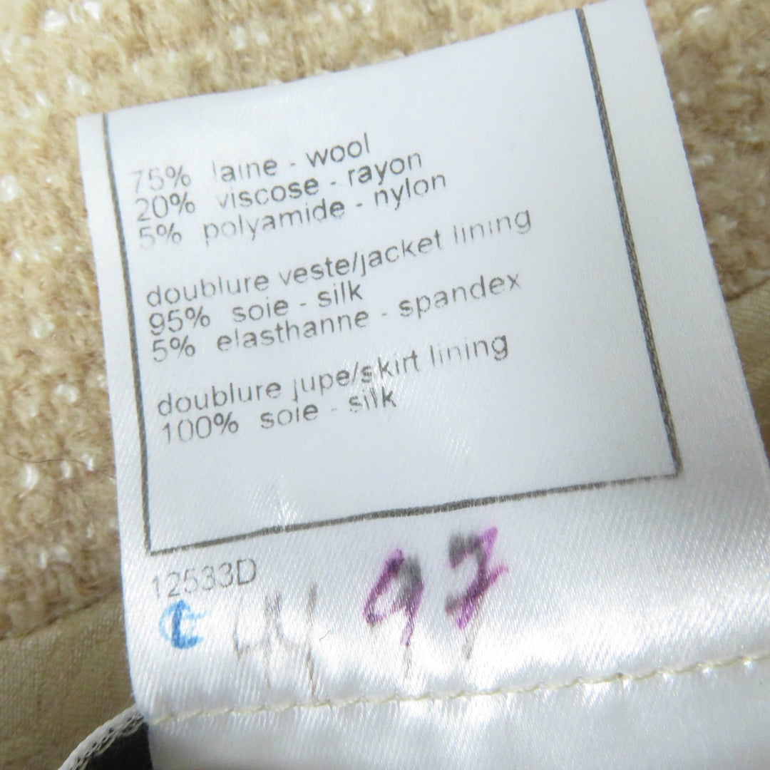 CHANEL Jacket 02C P18870V10901 Main: 75% wool, Main: 20% rayon, Main: 5% nylon, Lining: 95% silk, Lining: 5% elastane (polyurethane) beige Women 42 Used Authentic
