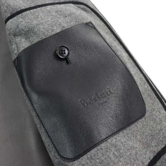 Berluti Blouson R15OBU56WAQZ Main: 100% wool, Part: Sheepskin, Sleeve lining: 100% cupra, Part: 88% wool, Part: 10% nylon Dark gray mens A 44 Used Authentic