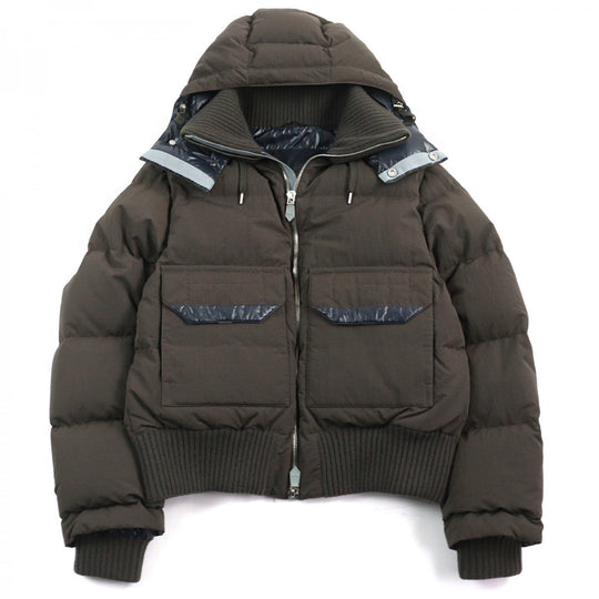 HERMES Down jacket Main: 100% nylon, Lining: 100% nylon, Leather part: sheepskin, Part: 68% wool, Part: 29% cashmere Brown type mens 44 Used Authentic