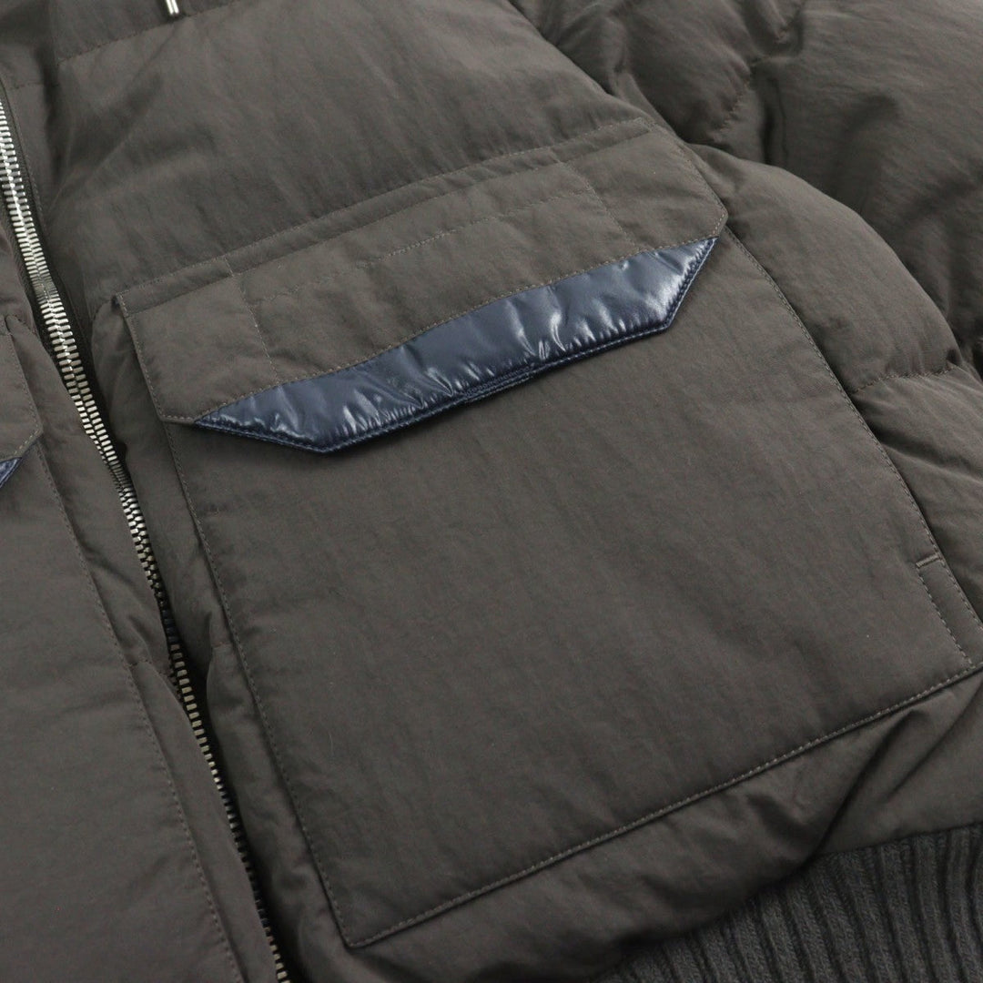 HERMES Down jacket Main: 100% nylon, Lining: 100% nylon, Leather part: sheepskin, Part: 68% wool, Part: 29% cashmere Brown type mens 44 Used Authentic
