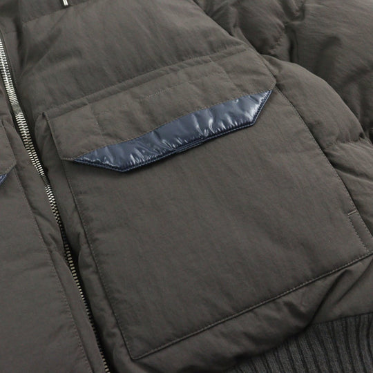 HERMES Down jacket Main: 100% nylon, Lining: 100% nylon, Leather part: sheepskin, Part: 68% wool, Part: 29% cashmere Brown type mens 44 Used Authentic