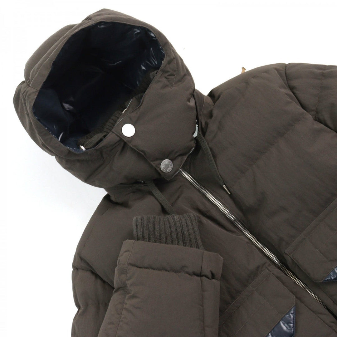 HERMES Down jacket Main: 100% nylon, Lining: 100% nylon, Leather part: sheepskin, Part: 68% wool, Part: 29% cashmere Brown type mens 44 Used Authentic