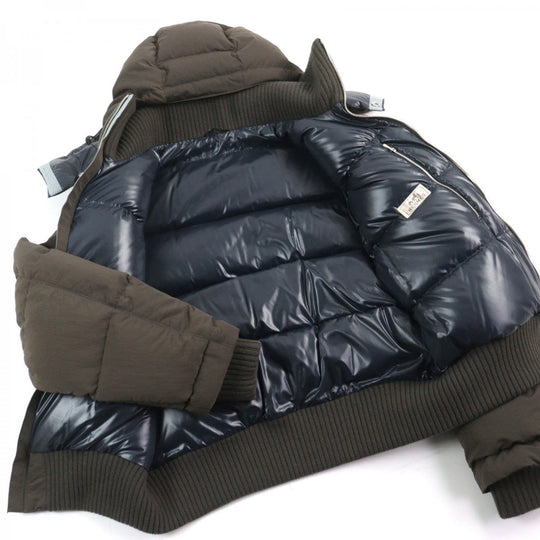HERMES Down jacket Main: 100% nylon, Lining: 100% nylon, Leather part: sheepskin, Part: 68% wool, Part: 29% cashmere Brown type mens 44 Used Authentic