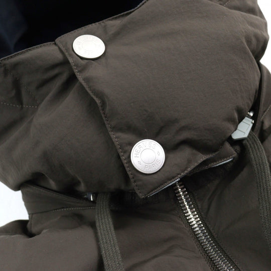 HERMES Down jacket Main: 100% nylon, Lining: 100% nylon, Leather part: sheepskin, Part: 68% wool, Part: 29% cashmere Brown type mens 44 Used Authentic