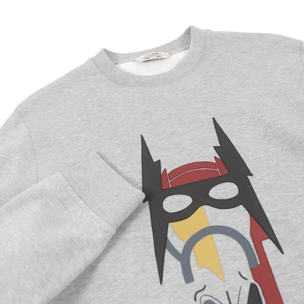 HERMES sweat Main: 100% cotton, Part: 90% cotton, Part: 10% polyurethane, Part: Sheep leather gray mens S Used Authentic