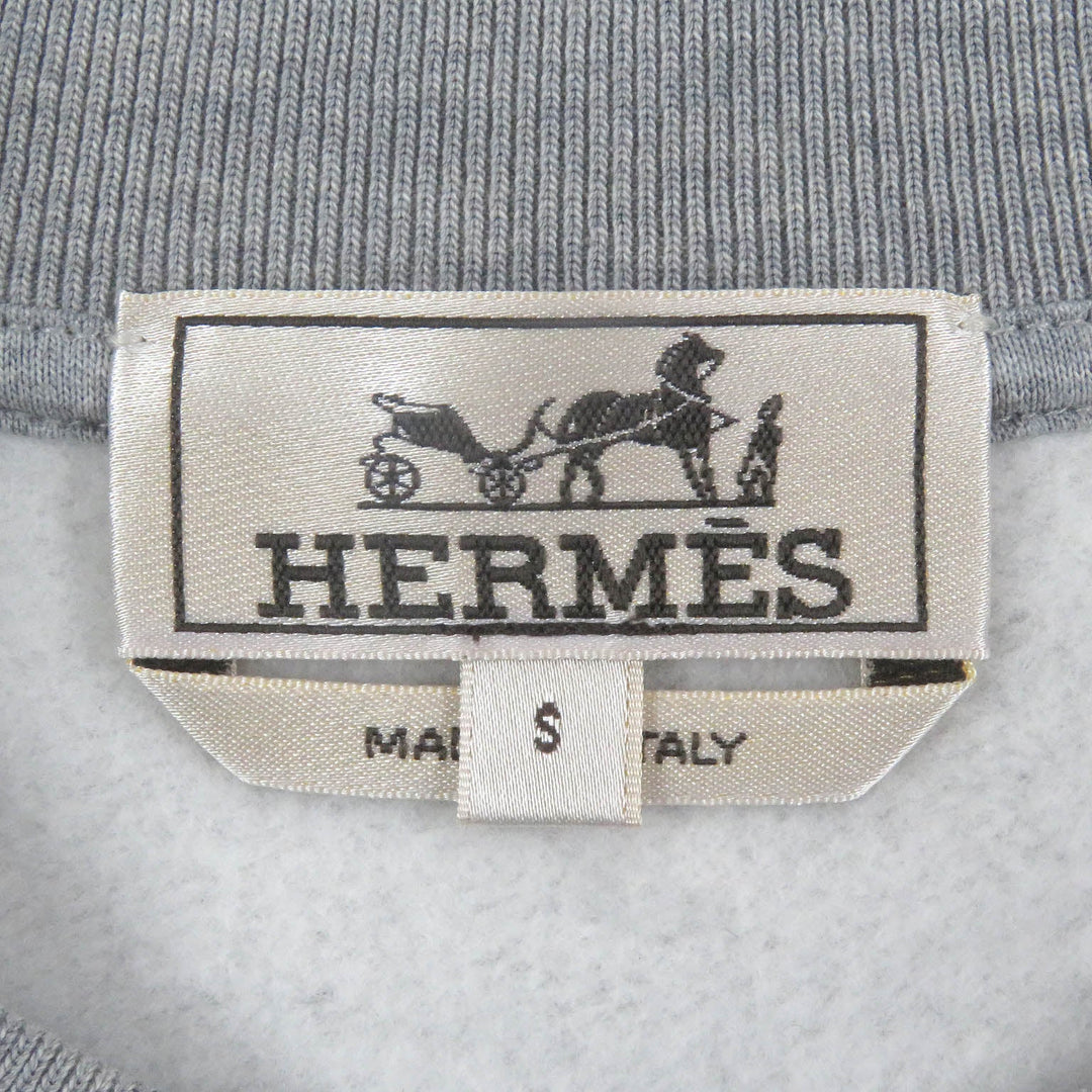 HERMES sweat Main: 100% cotton, Part: 90% cotton, Part: 10% polyurethane, Part: Sheep leather gray mens S Used Authentic