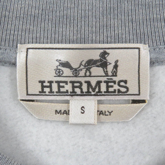 HERMES sweat Main: 100% cotton, Part: 90% cotton, Part: 10% polyurethane, Part: Sheep leather gray mens S Used Authentic