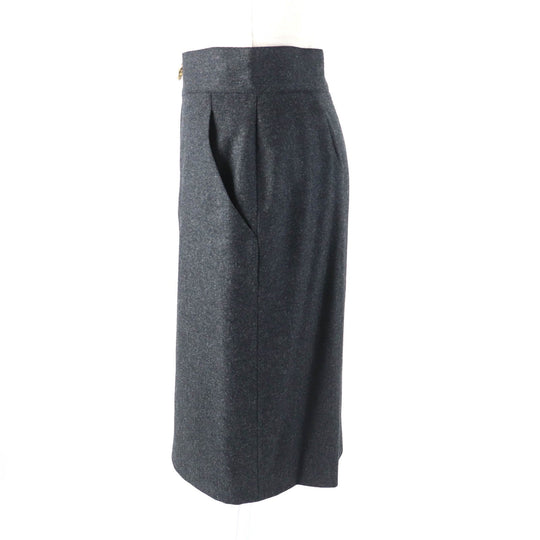 CHANEL Tight Skirt 60PA19229 Outer: 100% wool, Lining: 100% silk Charcoal gray Women 38 Used Authentic
