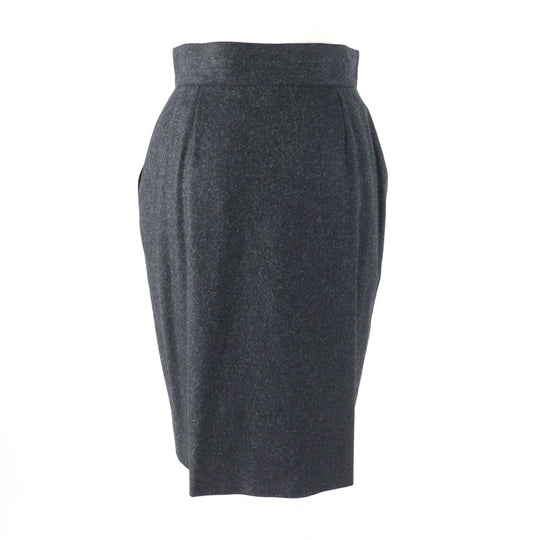 CHANEL Tight Skirt 60PA19229 Outer: 100% wool, Lining: 100% silk Charcoal gray Women 38 Used Authentic