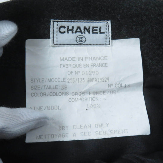 CHANEL Tight Skirt 60PA19229 Outer: 100% wool, Lining: 100% silk Charcoal gray Women 38 Used Authentic