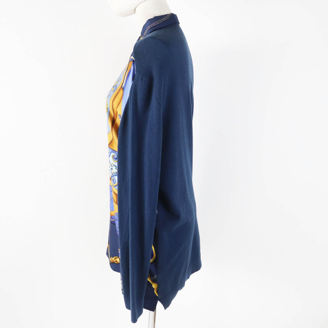 HERMES tops Outer material: 100% silk, Outer material: 85% cotton, Outer material: 15% wool Navy Women L Used Authentic