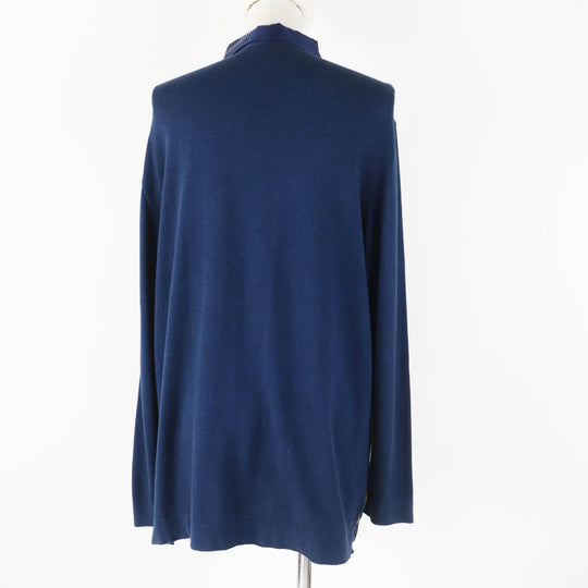 HERMES tops Outer material: 100% silk, Outer material: 85% cotton, Outer material: 15% wool Navy Women L Used Authentic