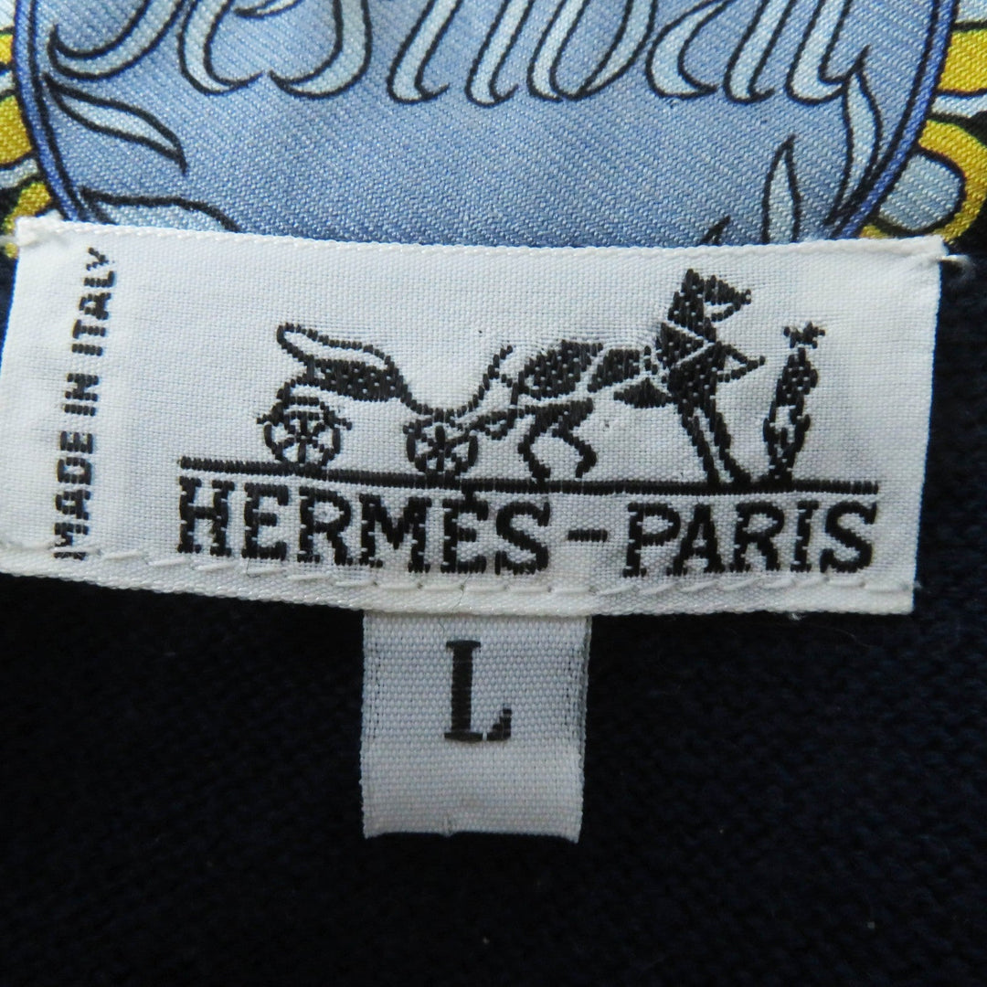 HERMES tops Outer material: 100% silk, Outer material: 85% cotton, Outer material: 15% wool Navy Women L Used Authentic