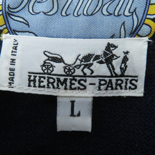 HERMES tops Outer material: 100% silk, Outer material: 85% cotton, Outer material: 15% wool Navy Women L Used Authentic