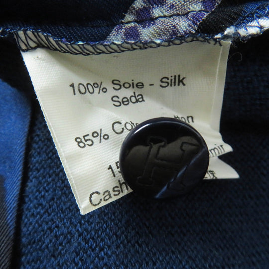 HERMES tops Outer material: 100% silk, Outer material: 85% cotton, Outer material: 15% wool Navy Women L Used Authentic