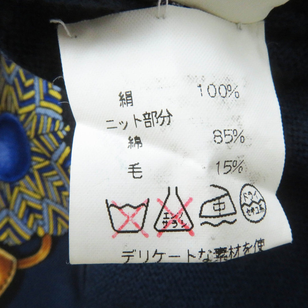 HERMES tops Outer material: 100% silk, Outer material: 85% cotton, Outer material: 15% wool Navy Women L Used Authentic