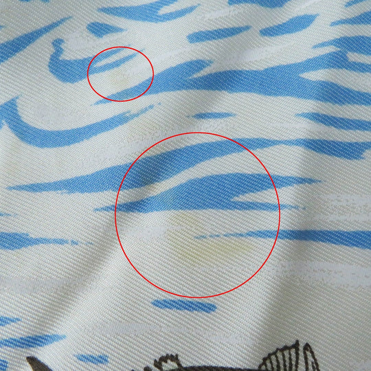 HERMES Short sleeve polo shirt Main: 100% silk, Main: 85% cotton, Main: 15% cashmere Light blue white The Precious Life of the Mediterranean Women M Used Authentic