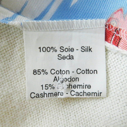 HERMES Short sleeve polo shirt Main: 100% silk, Main: 85% cotton, Main: 15% cashmere Light blue white The Precious Life of the Mediterranean Women M Used Authentic