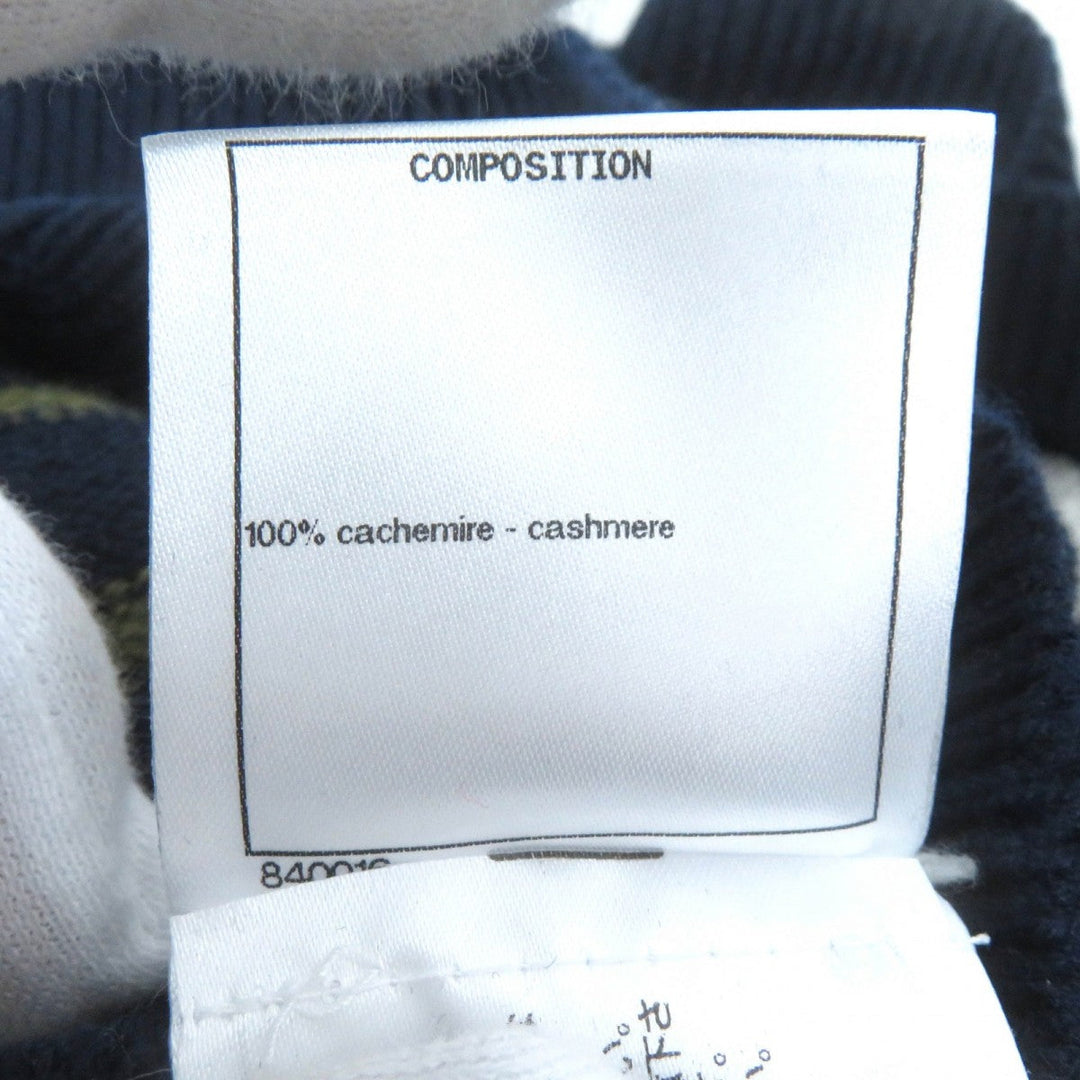 CHANEL knit 20C P62885 Main: 100% cashmere Navy Khaki Pink Women 34 Used Authentic