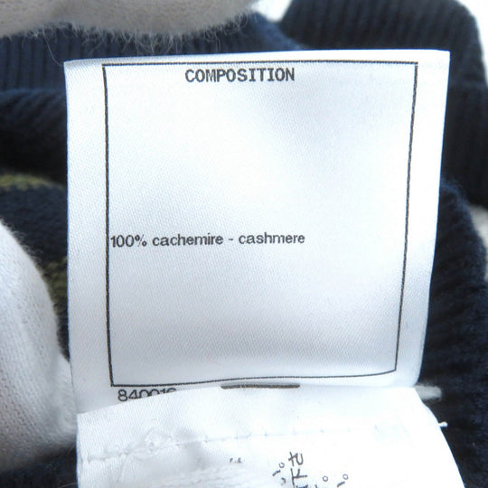 CHANEL knit 20C P62885 Main: 100% cashmere Navy Khaki Pink Women 34 Used Authentic