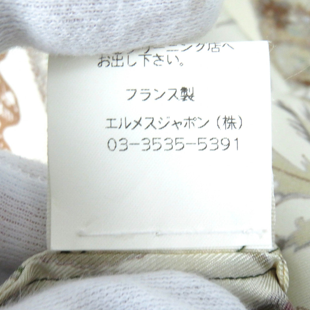 HERMES Long sleeve shirt Main: 100% silk Brown Khaki Beige Tourbillon swirl Women 38 Used Authentic