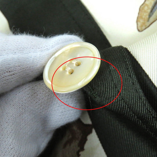 HERMES Long sleeve shirt Main: 100% silk Brown Khaki Beige Tourbillon swirl Women 38 Used Authentic