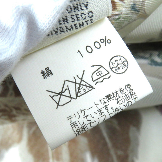 HERMES Long sleeve shirt Main: 100% silk Brown Khaki Beige Tourbillon swirl Women 38 Used Authentic