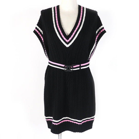 CHANEL one piece 23P P74559 Main: 63% cashmere, Main: 36% cotton, Main: 1% polyamide, Part: 60% cashmere, Part: 34% cotton Black Pink White Women 34 Used Authentic