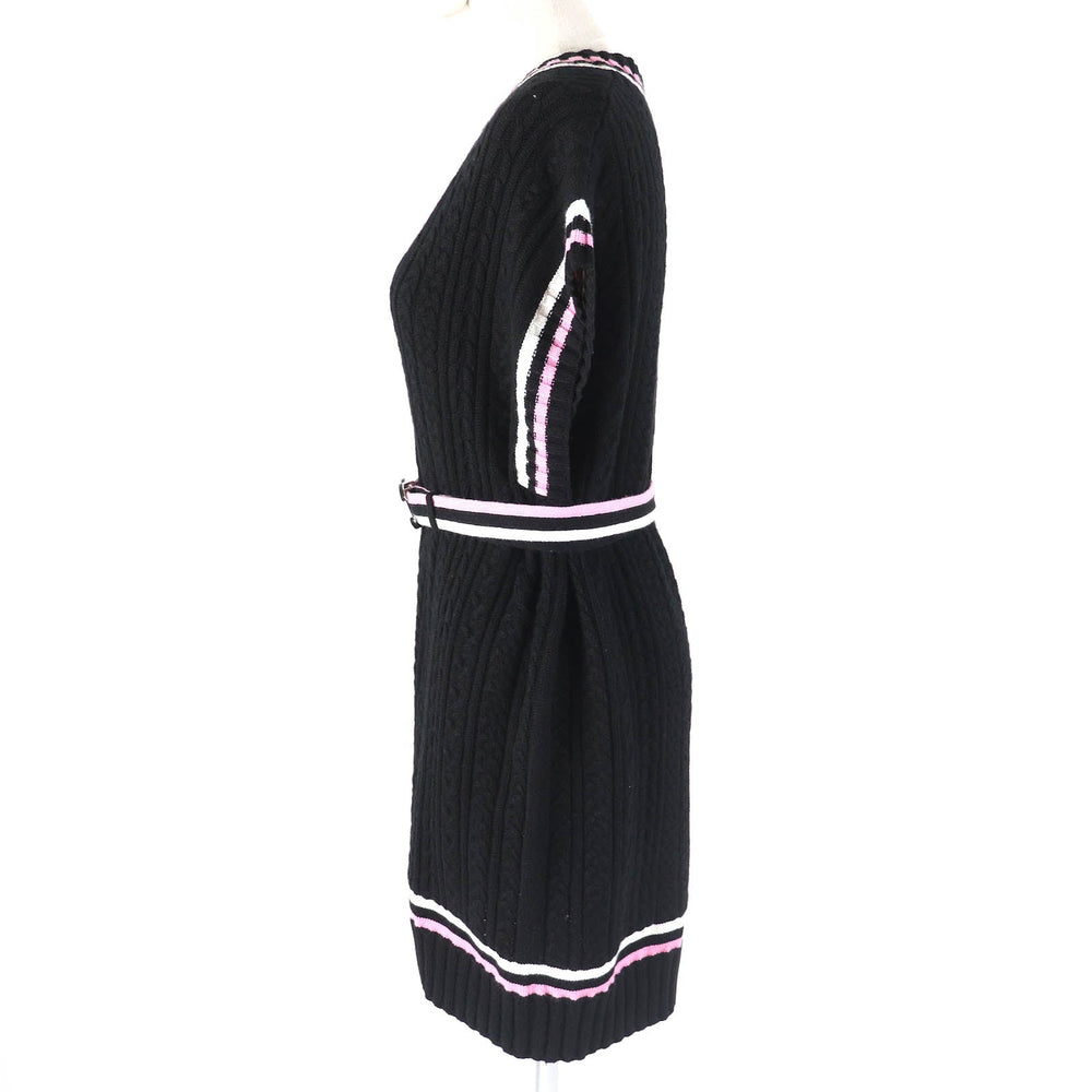 CHANEL one piece 23P P74559 Main: 63% cashmere, Main: 36% cotton, Main: 1% polyamide, Part: 60% cashmere, Part: 34% cotton Black Pink White Women 34 Used Authentic