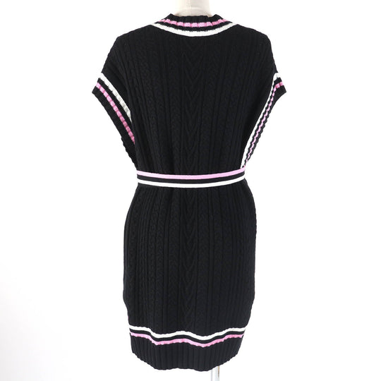 CHANEL one piece 23P P74559 Main: 63% cashmere, Main: 36% cotton, Main: 1% polyamide, Part: 60% cashmere, Part: 34% cotton Black Pink White Women 34 Used Authentic