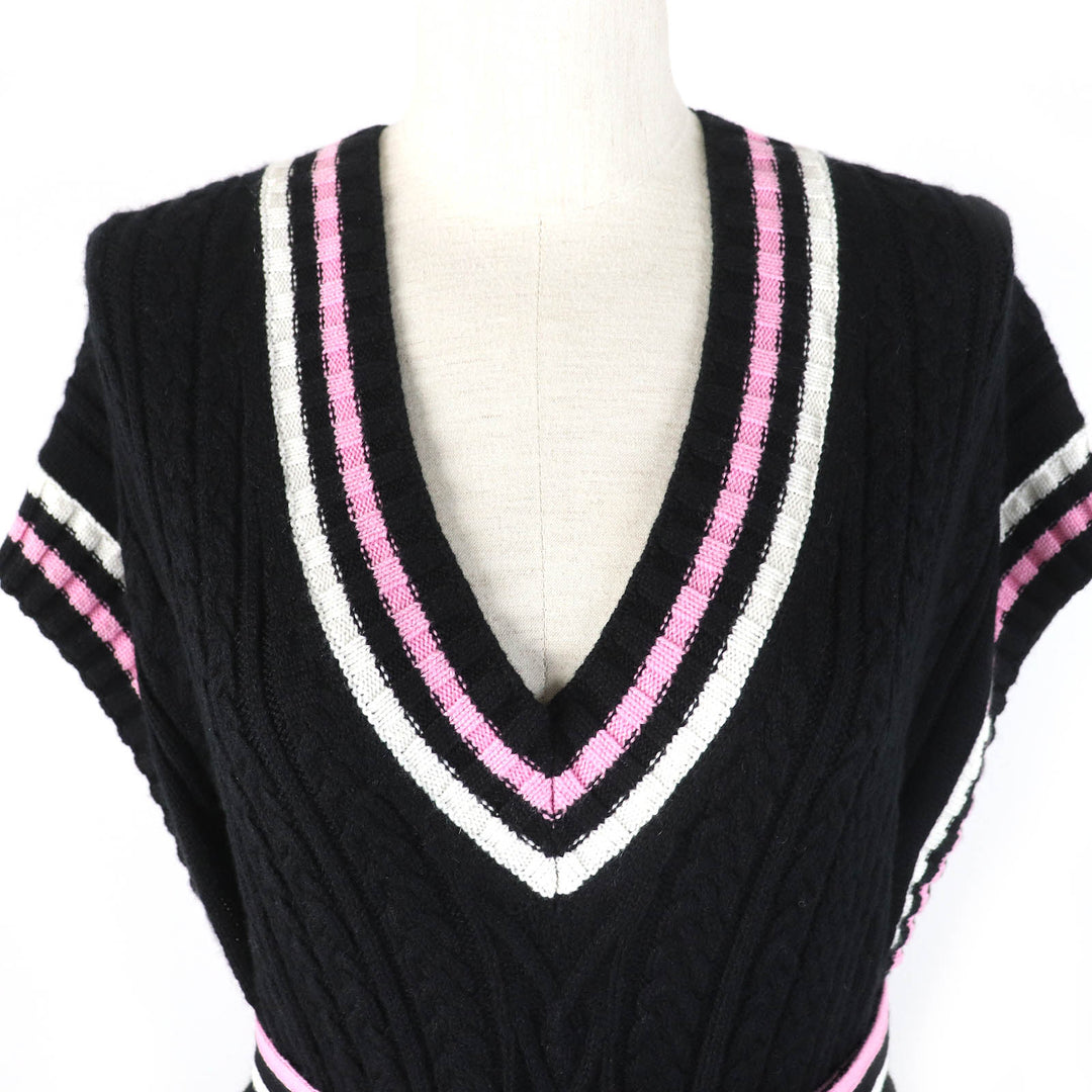 CHANEL one piece 23P P74559 Main: 63% cashmere, Main: 36% cotton, Main: 1% polyamide, Part: 60% cashmere, Part: 34% cotton Black Pink White Women 34 Used Authentic