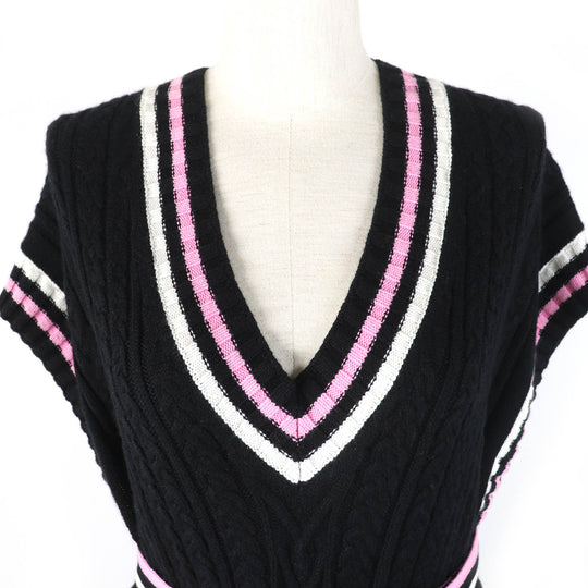 CHANEL one piece 23P P74559 Main: 63% cashmere, Main: 36% cotton, Main: 1% polyamide, Part: 60% cashmere, Part: 34% cotton Black Pink White Women 34 Used Authentic