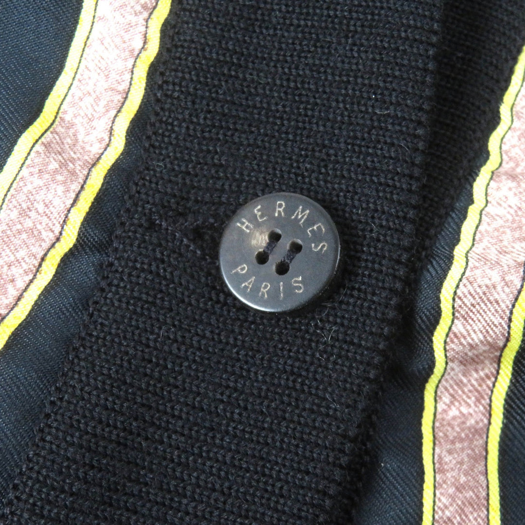 HERMES cardigan Main: 100% wool, Part: 100% wool, Part: 100% silk Black Navy Yellow type Women 38 Used Authentic
