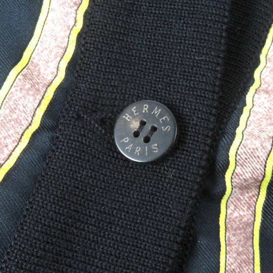 HERMES cardigan Main: 100% wool, Part: 100% wool, Part: 100% silk Black Navy Yellow type Women 38 Used Authentic