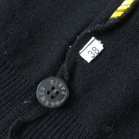 HERMES cardigan Main: 100% wool, Part: 100% wool, Part: 100% silk Black Navy Yellow type Women 38 Used Authentic