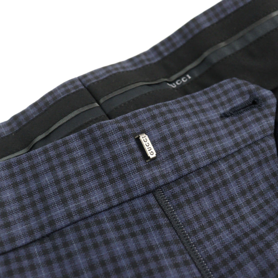 GUCCI Pants 244547 Outer: 100% wool, Lining: 100% rayon Navy type Check Pattern mens Used Authentic