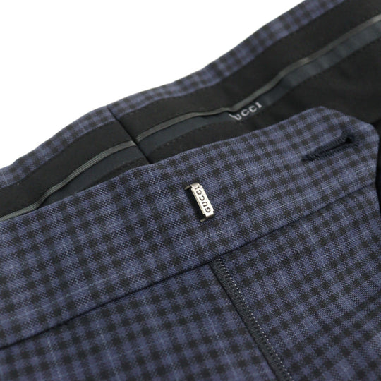 GUCCI Pants 244547 Outer: 100% wool, Lining: 100% rayon Navy type Check Pattern mens Used Authentic