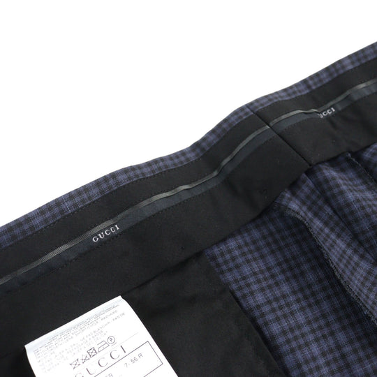 GUCCI Pants 244547 Outer: 100% wool, Lining: 100% rayon Navy type Check Pattern mens Used Authentic