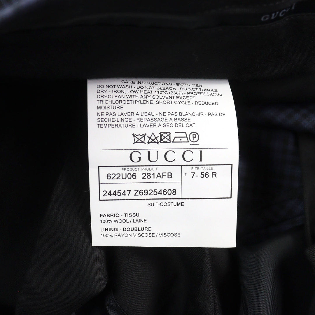 GUCCI Pants 244547 Outer: 100% wool, Lining: 100% rayon Navy type Check Pattern mens Used Authentic