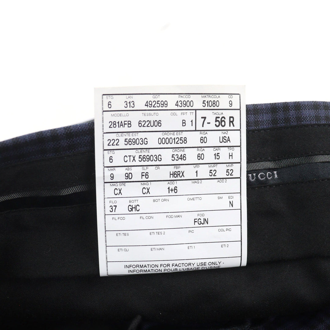 GUCCI Pants 244547 Outer: 100% wool, Lining: 100% rayon Navy type Check Pattern mens Used Authentic
