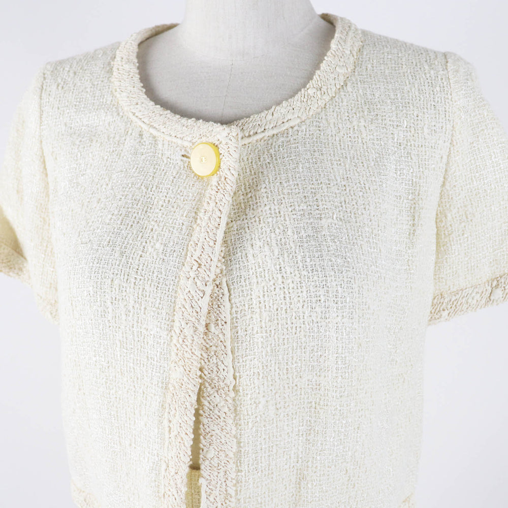 CHANEL setup 99P P12788 Outer material: 43% cotton, Outer material: 42% rayon, Outer material: 13% wool, Outer material: 2% polyamide (nylon), Part: 100% wool Ivory Women 36 Used Authentic