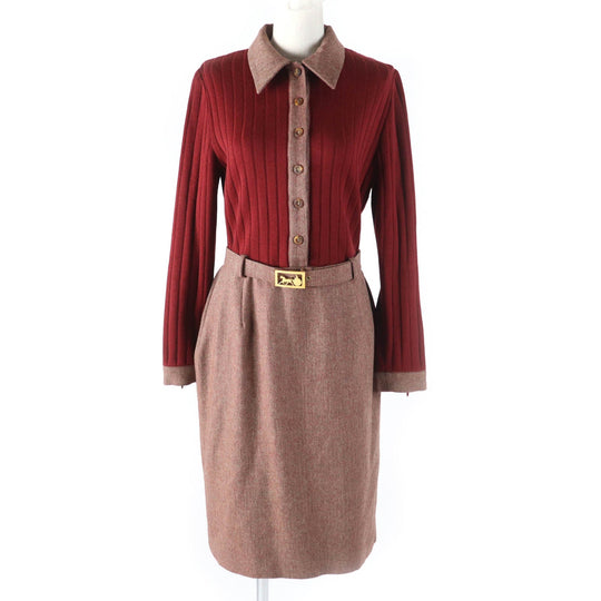CELINE one piece Main: 100% wool, Lining: 66% acetate, Lining: 34% Bemberg Red type Women 40 Used Authentic